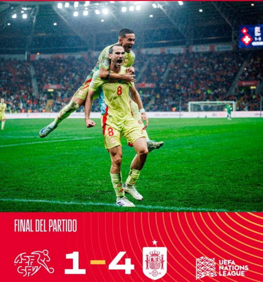 欧国联-十人西班牙4-1瑞士 法比安双响何塞卢传射勒诺尔芒染红 欧国联-十人西班牙4-1瑞士 法比安双响何塞卢传射勒诺尔芒染红