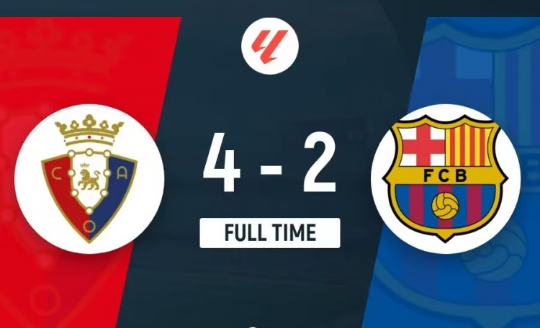 西甲-巴萨2-4奥萨苏纳联赛首败 七连胜终结!亚马尔破门布迪米尔双响 西甲-巴萨2-4奥萨苏纳联赛首败 七连胜终结!亚马尔破门布迪米尔双响