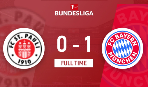 德甲-拜仁1-0击败圣保利五连胜领跑 穆西亚拉制胜