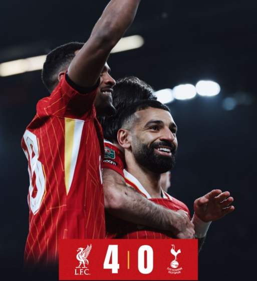 英联杯-利物浦4-0热刺进决赛 萨拉赫传射 范迪克破门 英联杯-利物浦4-0热刺进决赛 萨拉赫传射 范迪克破门