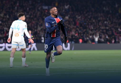 法甲-巴黎3-1马赛26轮不败19分领跑 登贝莱法甲赛季第21球