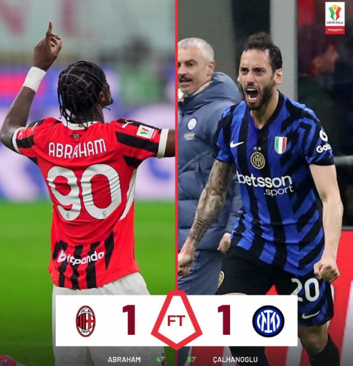 意杯-首回合米兰1-1国米 鸭脖破门 迈尼昂屡神扑 意杯-首回合米兰1-1国米 鸭脖破门 迈尼昂屡神扑